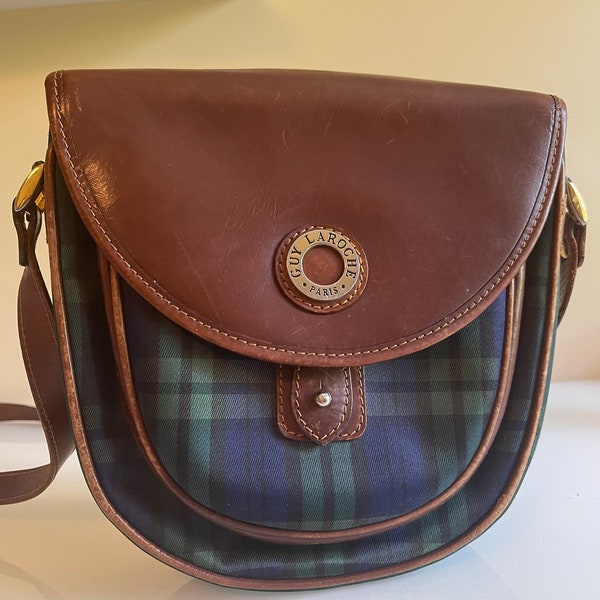 Vintage Guy Laroche Paris Handbag, Leather with Plaid