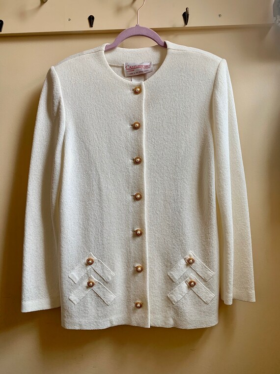 Vintage Castleberry White Knit Blazer.
