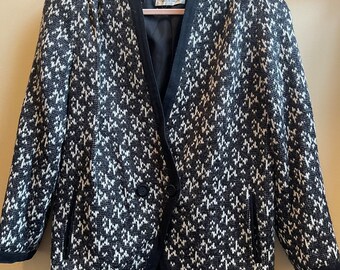 Vintage Windsmoor Black and White Knit Blazer, Made in England