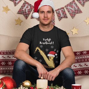 Vrolijk Kerstfeest - Feestelijk Saxofoon T-Shirt - Unisex