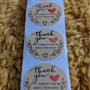 Thank You For Supporting My Small Business - Packing Stickers - 1 inch - 2.5cm