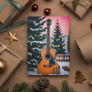 Electric in the Snow - Premium kersthandbel A5-kaart - cadeau, muziek, cadeau, gitaar, gitaren