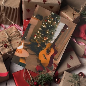 Acoustic Atmosphere - Premium Weihnachtshandklingel A5 Karte - Geschenk, Musik, Präsent, Gitarre, Gitarren