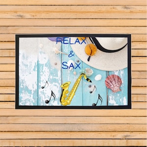 Relax & Sax Saxophon - Türmatte - Musiker Geschenk, Saxophone, Saxophon Geschenk, Saxophon Geschenk, Saxophon