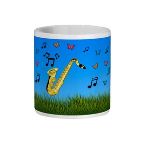 Saxophone Spring - Ceramic Mug - musician gift, saxophonist, sax player, sax, saxophone birthday, saxophone gift, saxophone present