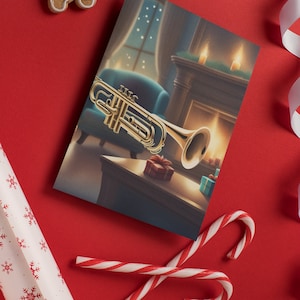 Tromba dal camino - Premium Christmas Handbell A5 Card - Regalo, Musica, Presente, Tromba
