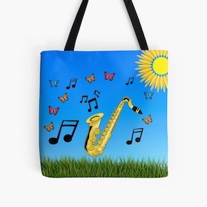 Saxophone Spring - Tote Bag - musician gift, saxophonist, sax player, sax, saxophone birthday, saxophone gift, saxophone present