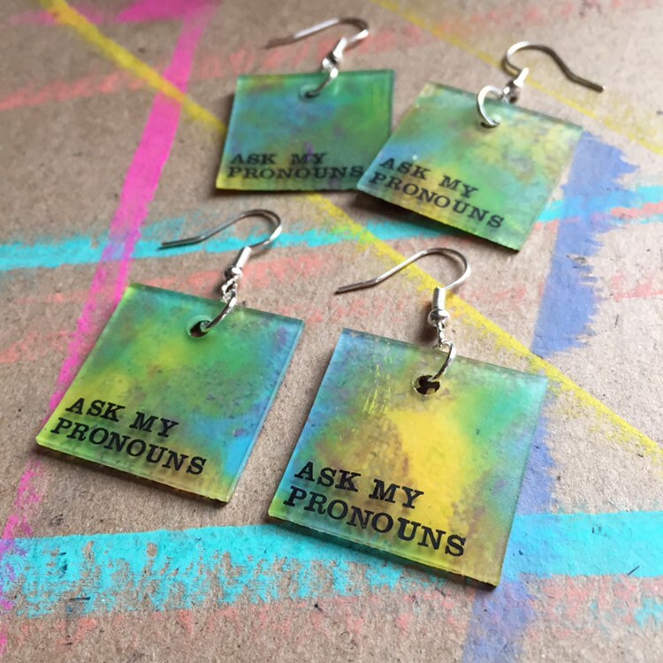 Pronoun Gender Affirming Earrings Gender Affirming Gender Etsy