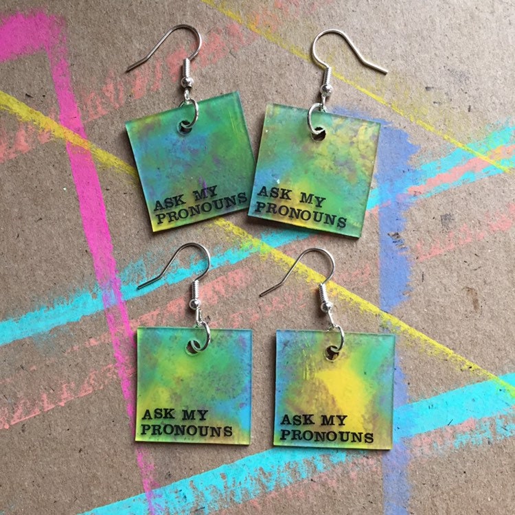 Pronoun Gender Affirming Earrings Gender Affirming Gender Etsy