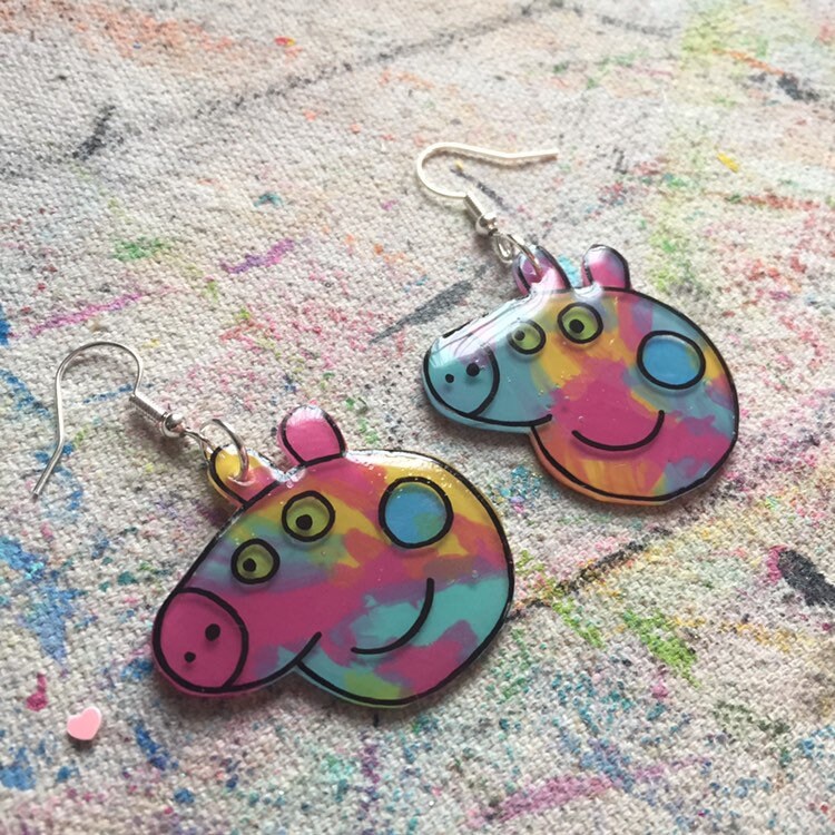 Pig Meme Earrings Cartoon Earrings Weird Jewelry Funny Etsy