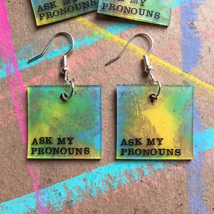 Pronoun Gender Affirming Earrings Gender Affirming Gender Etsy