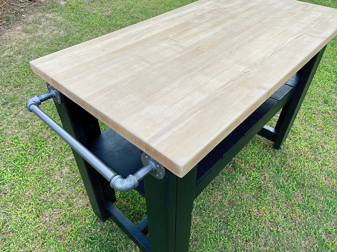 Butcher Block Kitchen Island on Wheels Etsy