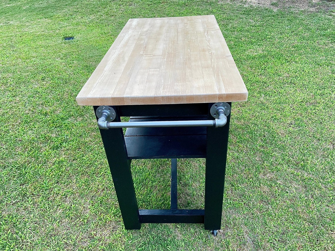 Butcher Block Kitchen Island on Wheels Etsy