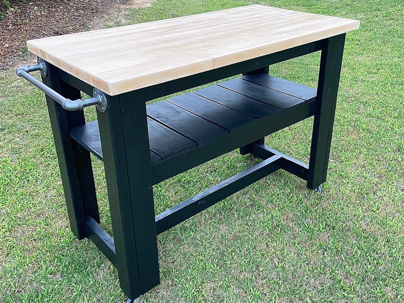 Butcher Block Kitchen Island on Wheels Etsy