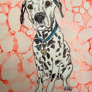 Custom Pet Portrait, Alcohol Ink Pet Portrait, Original Pet Portrait, Hand Painted Pet Portrait, Pet Memorial Gift
