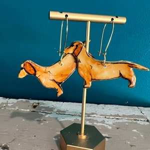 Dachshund Dog Gift / Fun Earrings - Handmade Watercolor Long Hair Dachshund  Dog clay Jewelry Earrings, Pendant, Brooch/Pin, Magnet