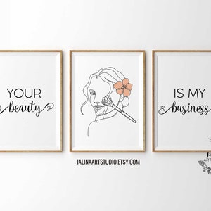 Spa wall art, Makeup Wall Decor, Makeup Artist Wall art, Set of 3 prints, Makeup anity decor, Beauty salon decor | DIGITAL DOWNLOAD