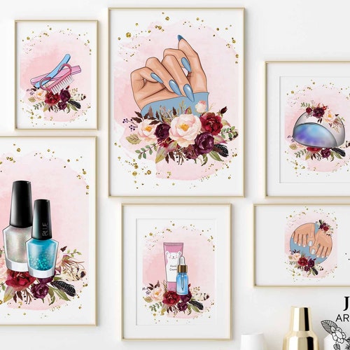 Nail Salon Wall Art Gallery Wall Set for Nail Studio Nail Etsy