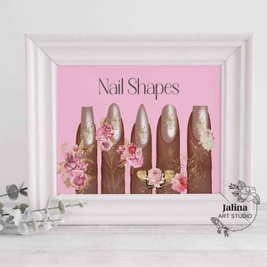Nail Shapes dark skin tone wall decor, Nail Tech & Beauty Salon Decor, Nail salon wall art | DIGITAL DOWNLOAD