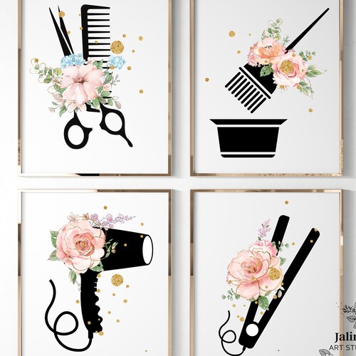 Hair Salon Decor Set of 3 Prints Hair Salon 3 Piece Wall Art Etsy