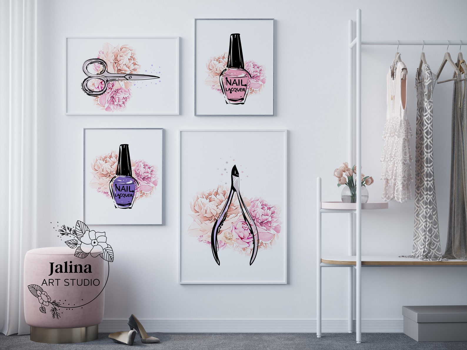 Nail Salon Decor Nail Salon Wall Art Gallery Wall Set of 4 Etsy