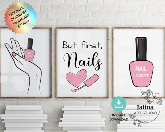 Nail Salon Wall Art Set of 3 Prints Printable Posters Nail Salon