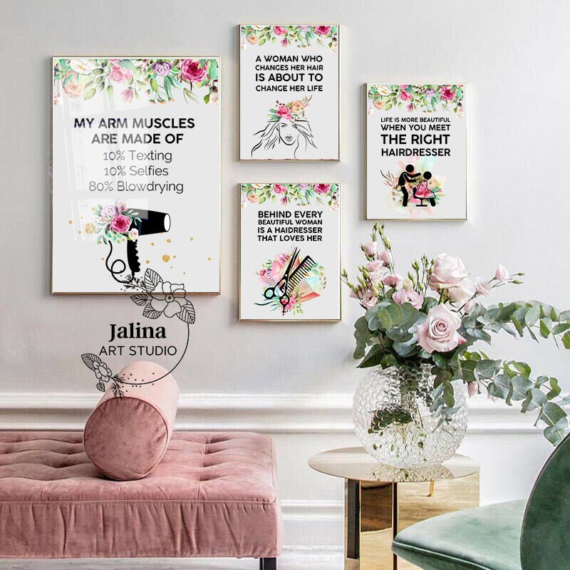 Hair Salon Decor Gallery Wall Set for Beauty Salon Decor Etsy