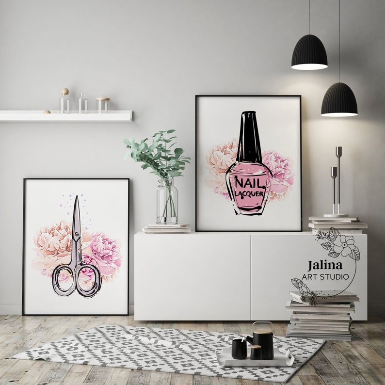 Nail Salon decor Nail salon wall art set of 4 posters Nail Etsy