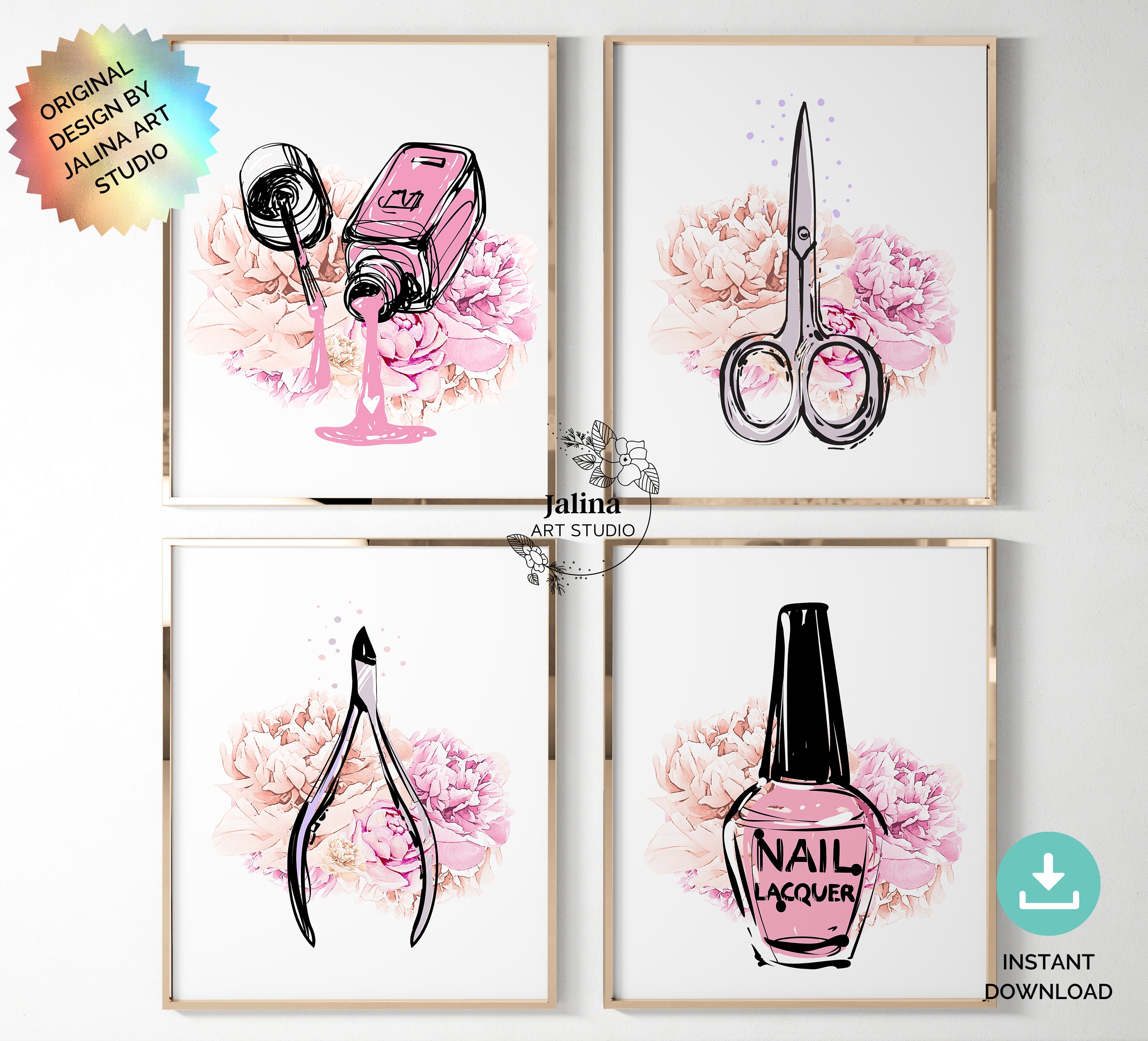 Nail Salon Decor Nail Salon Wall Art Set of 4 Posters Nail - Etsy UK