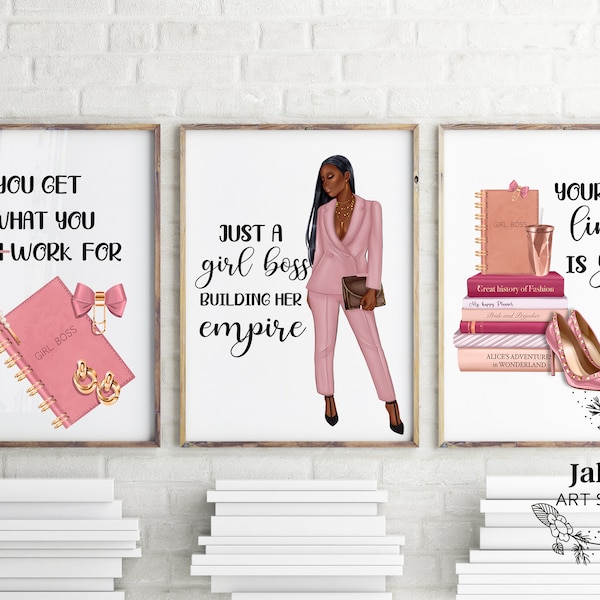 Girl Boss Quotes, Printable wall art for office decor, Girl Boss  set of 3 Prints, Girl Boss Wall Art, Girl Boss Prints, Girl Boss Printable