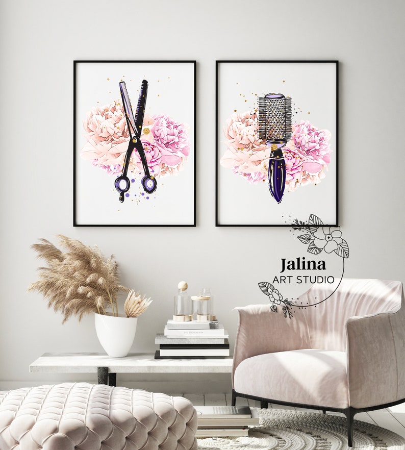 Hair Salon Decor Set of 3 Prints Hair Salon 3 Piece Wall Art Etsy UK