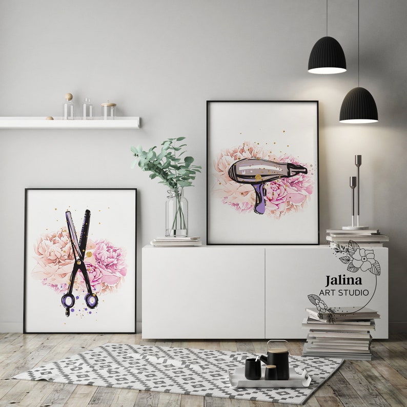 Hair Salon Decor Set of 3 Prints Hair Salon 3 Piece Wall Art Etsy