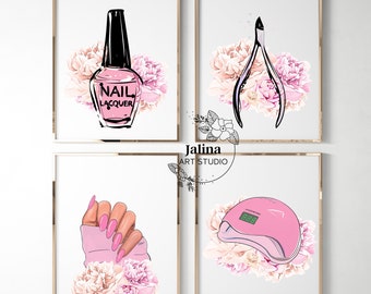 Impressões de decoração para salão de beleza: arte para manicure e salão de beleza (download digital)