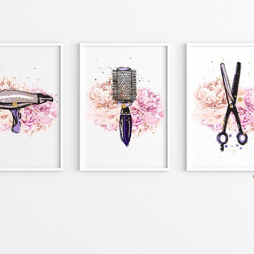 Set of 3 Prints Hair Salon Wall Art Beauty Salon Printable Etsy
