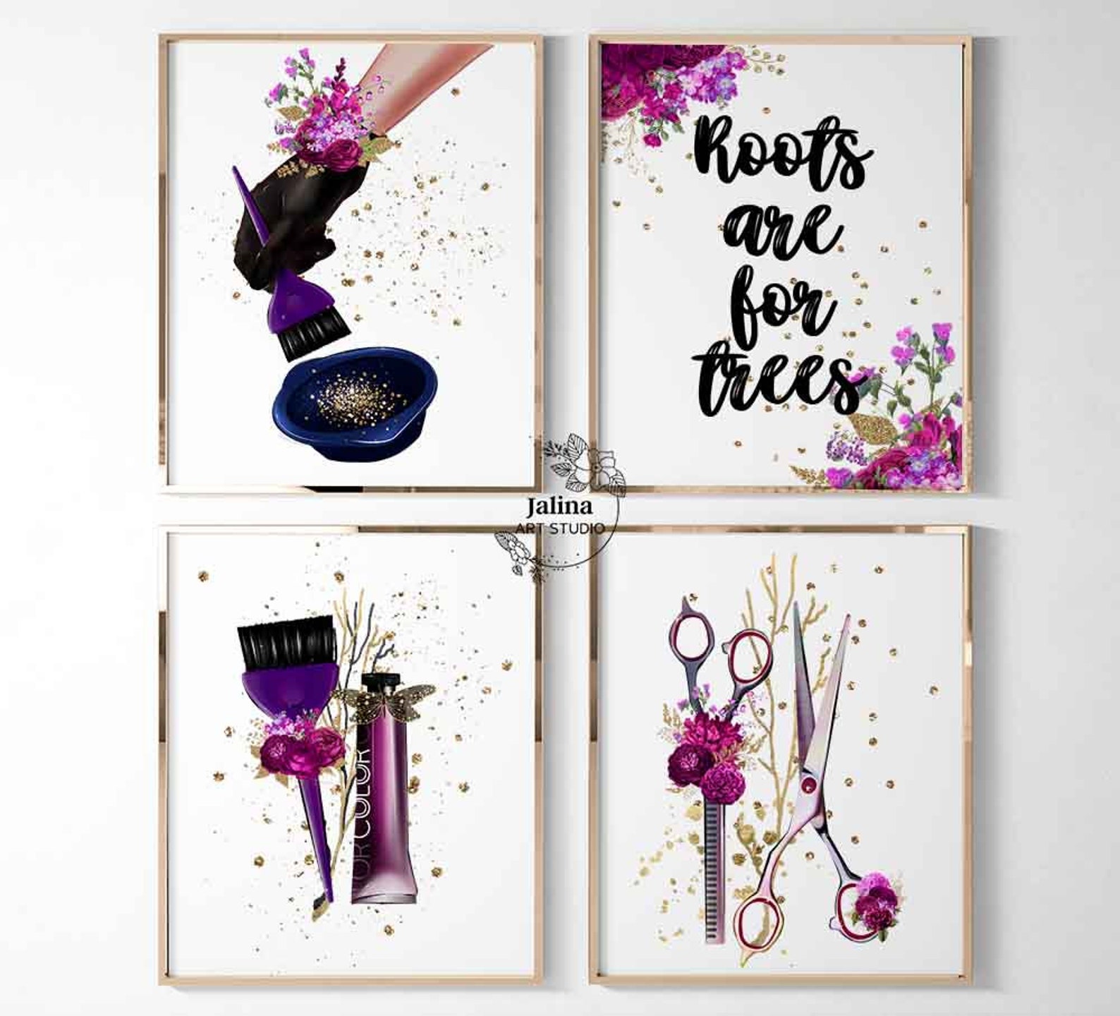 Hair Salon Wall Art Hair Salon Gallery Wall Set Hairstylist Etsy