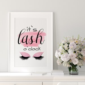 Fashion wall decor, Lashes quote poster, Lashes Print, Its lash oclock quote, Beauty studio decor, Instant Download, Printable wall art