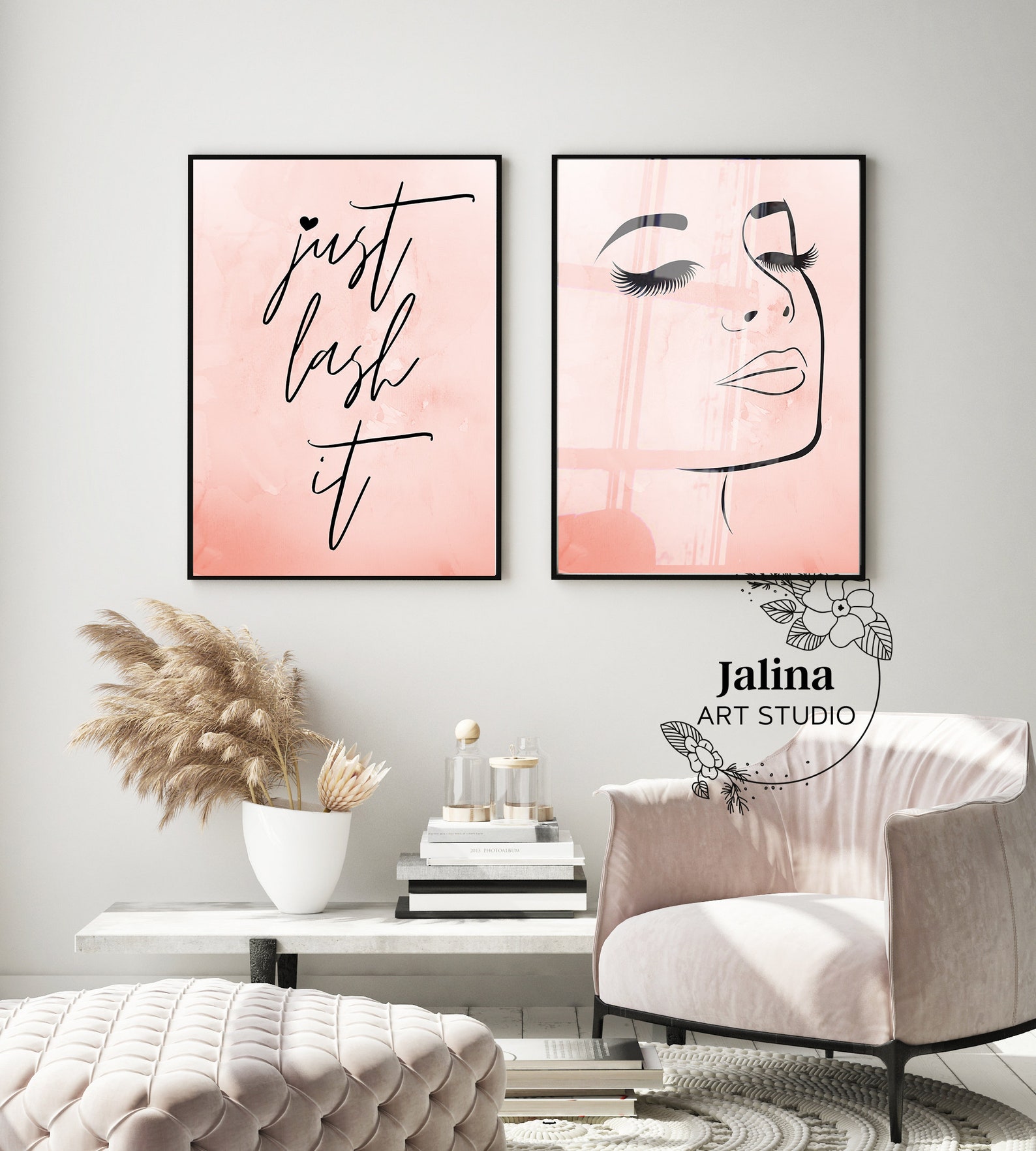 Lash salon wall decor Lash room wall art 3 piece wall art