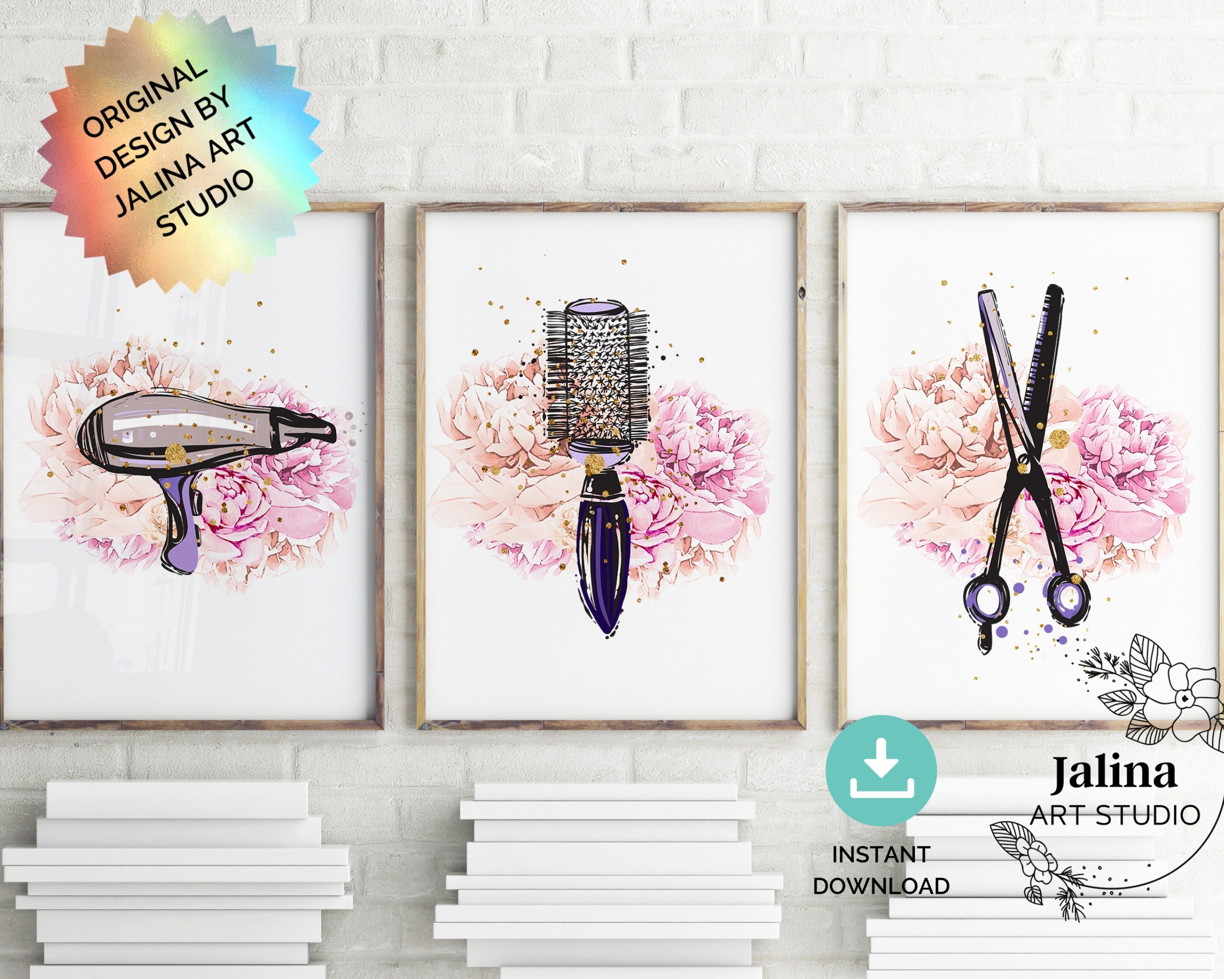 Hair Salon Decor Set of 3 Prints Hair Salon 3 Piece Wall Art Etsy UK