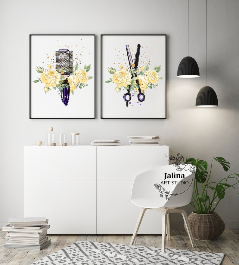 Hair Salon Decor Hair Salon Printable Wall Art 3 Piece Wall Etsy