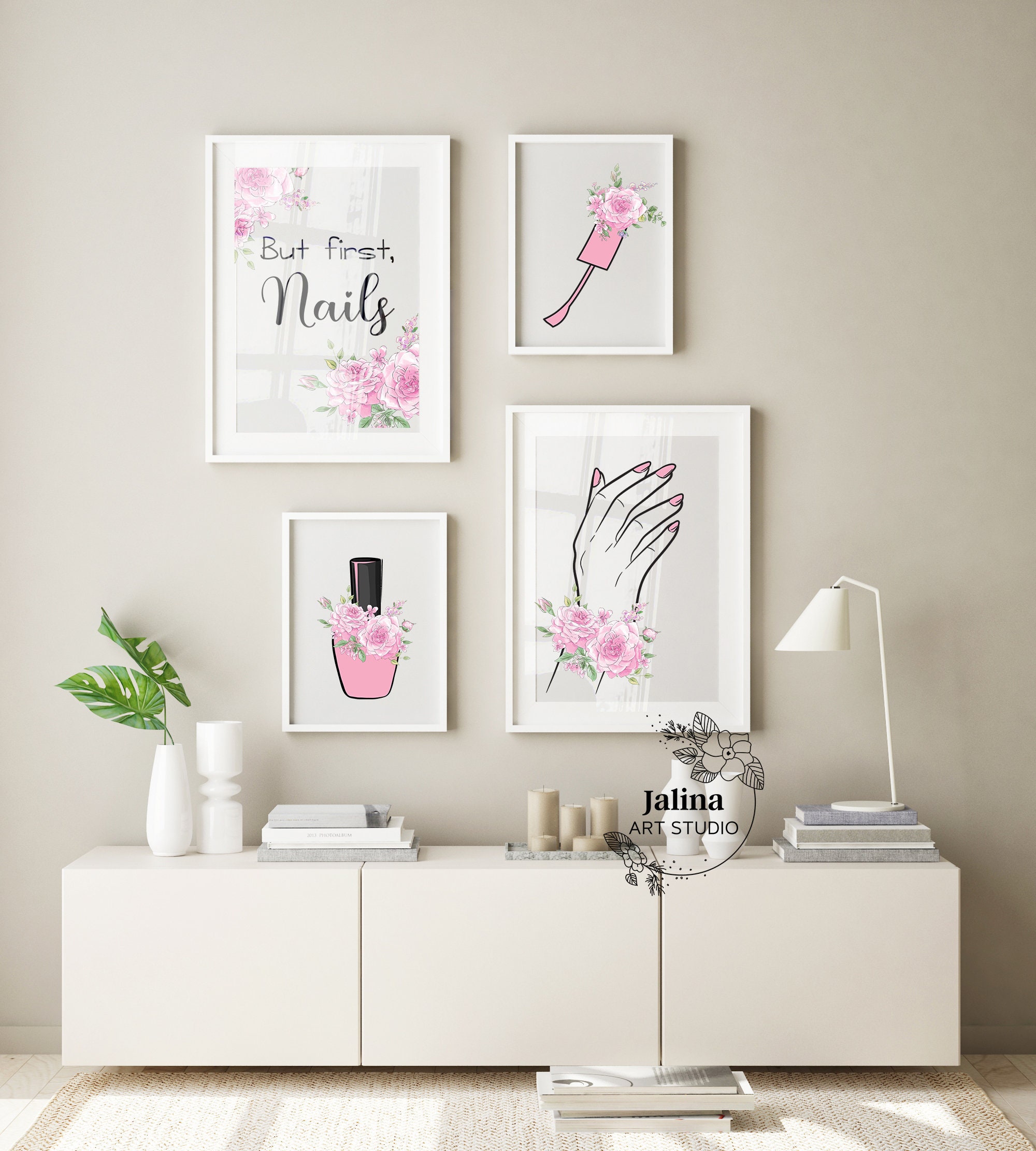 Nail Salon wall art Printable wall art for Nail studio set of | Etsy
