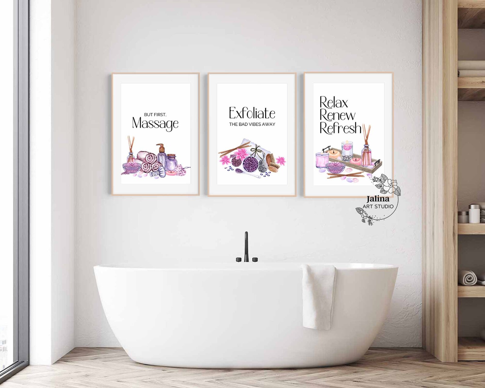 Spa Wall Art Set of 3 Prints for Spa Salon Bathroom Wall Etsy