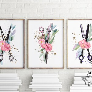 Decoración de peluquería, Peluquería Arte de pared imprimible de 3 piezas, Regalo de estilista, Impresión de póster imprimible de salón de belleza, Decoración de pared imprimible de salón