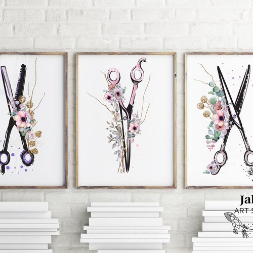 Hair Stylist Salon Wall Art Fashion Illustration Print Etsy
