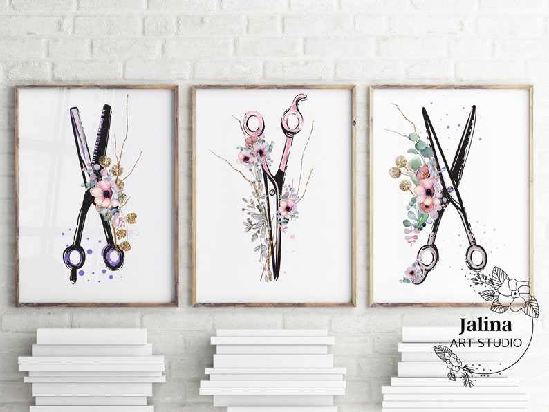 Hair Salon Wall Art Set of 3 Pieces Hair Salon Pictures Etsy