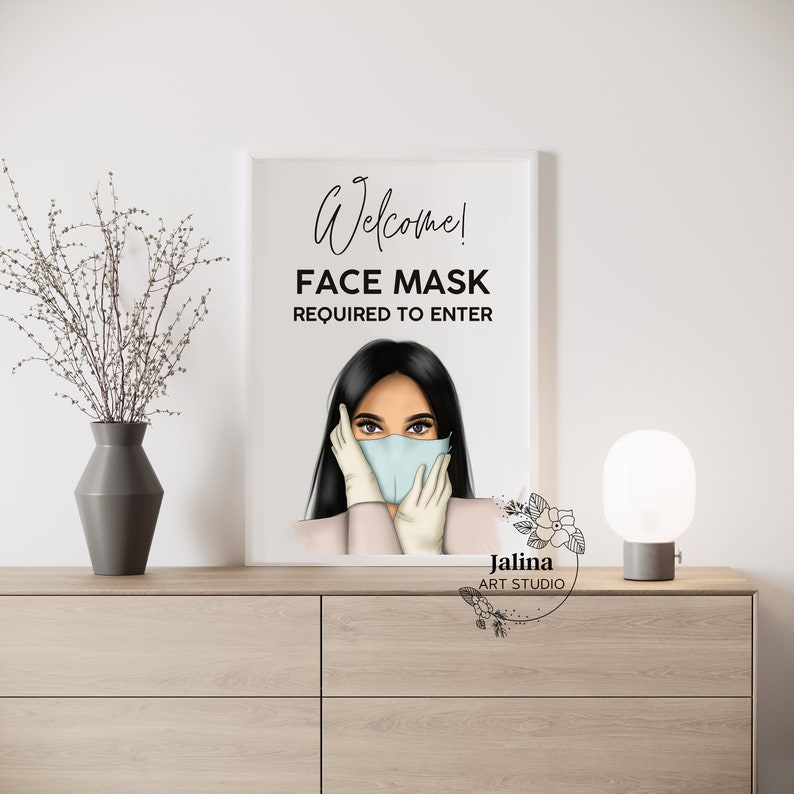 Face Mask Required Printable Poster for Nail Salon Wear a Etsy