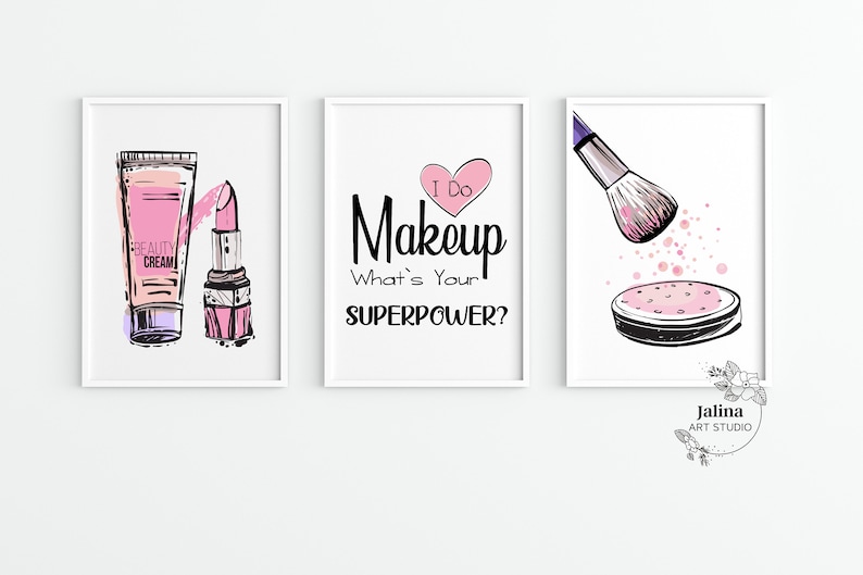 Makeup Room Wall Decor Makeup Studio Set of 3 Wall Art Etsy