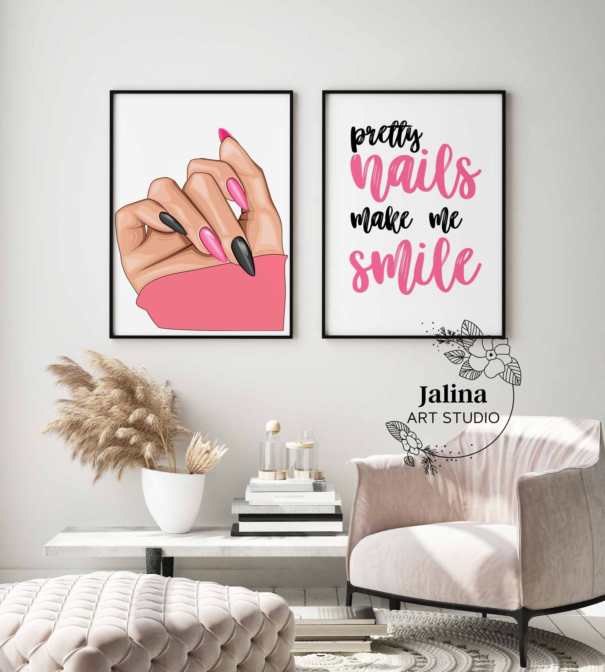 Pink Nail Art Wall Painting Eyelash Canvas Prints And Posters Beauty Quotes  Wall Art Pictures For Girls'Room Home Decor - AliExpress