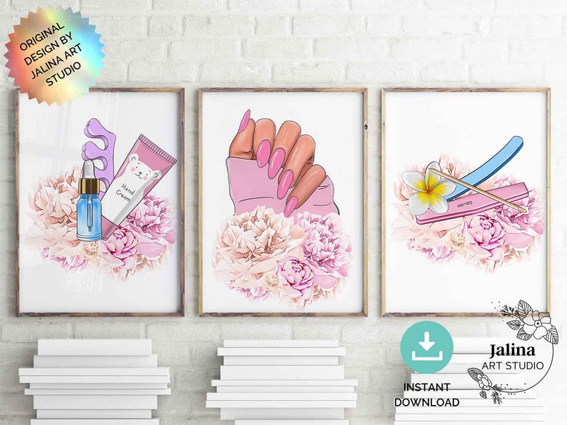 Nail Salon Wall Art Set of 3 Piece Nail Poster for Beauty Etsy