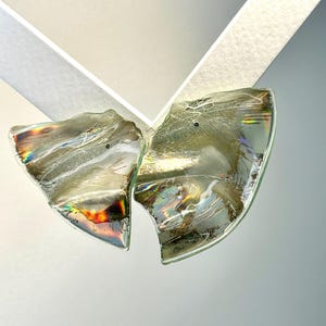 Recycled CD - unique pearl beige brown holographic earrings / Upcycled / One of a kind / Design / Abstract / Statement earstuds / Wedding