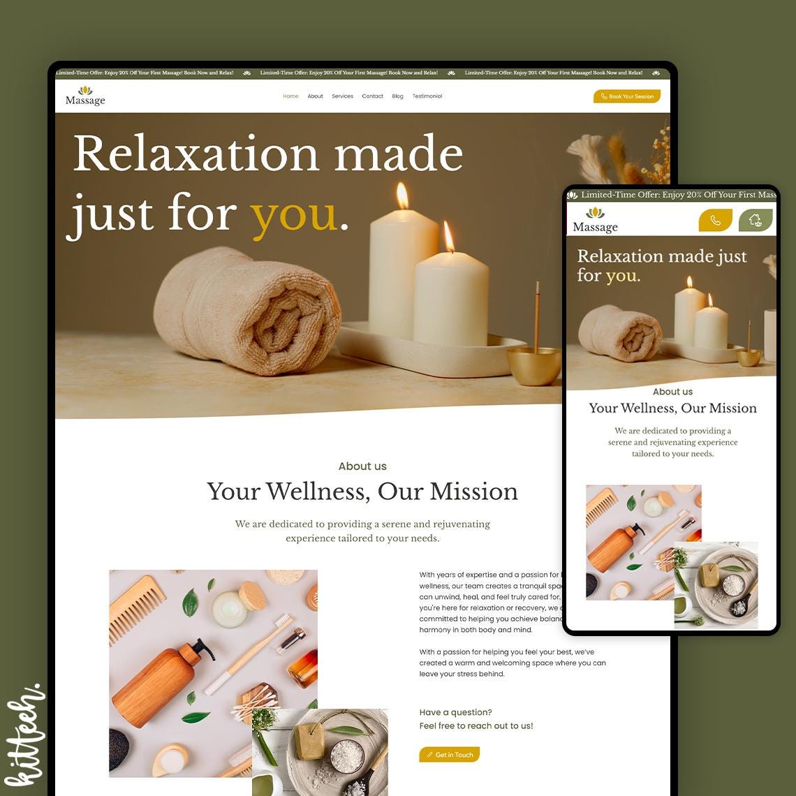 Wix Studio Spa and Wellness Template | Relaxing and Luxurious Website for Massage Centers | Showcase Treatments and Let Clients Book Online